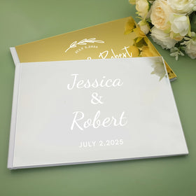 Personalized Wedding guest book Custom Signature Guestbook Acrylic Mirror Cover Book Engagement Party Commemorative Book